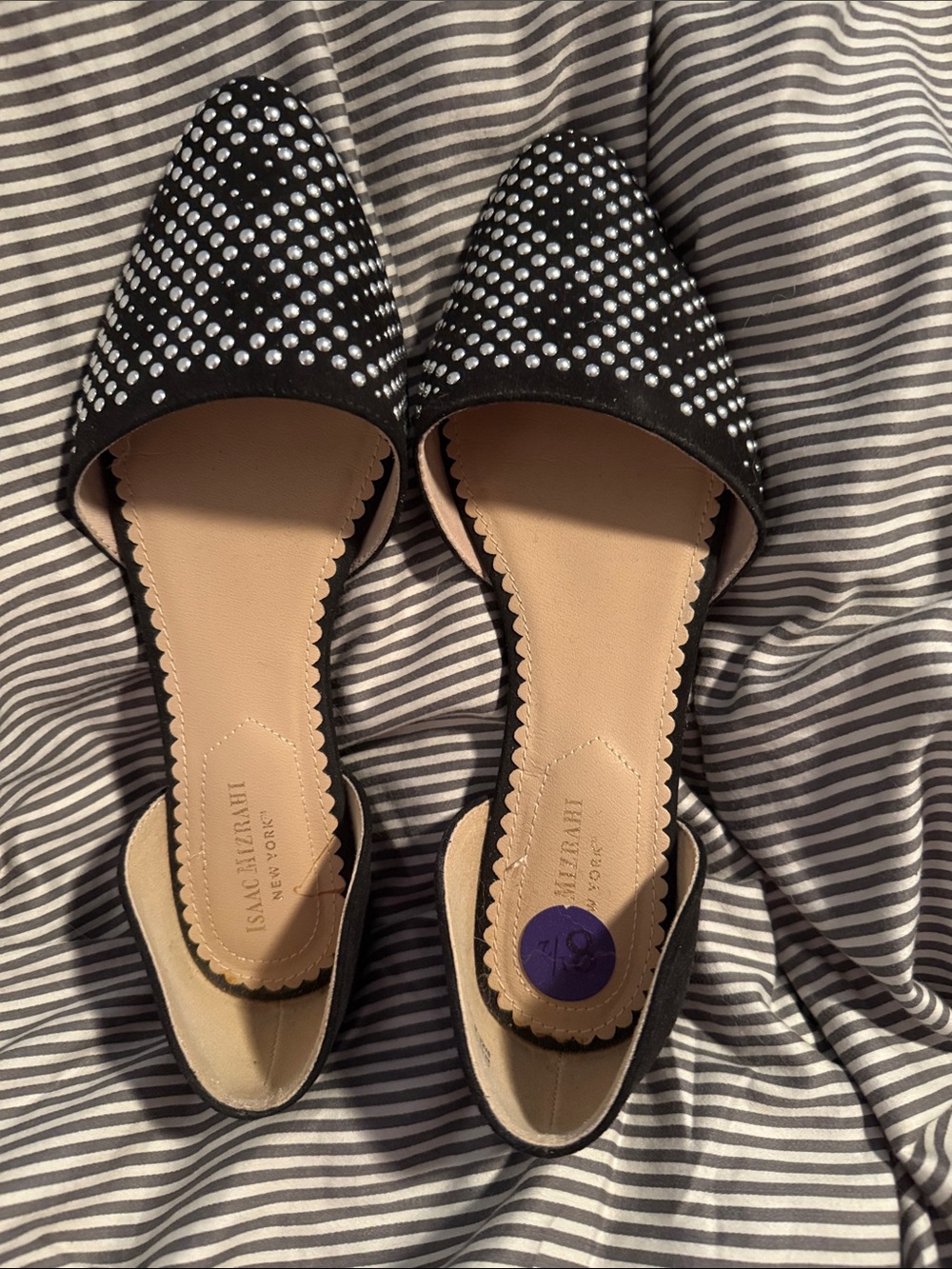 Isabel Marant Black Crystal-Studded D'Orsay Flats